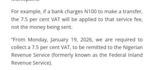 7.5% VAT on Electronic Transfers Targets Bank Charges, Not Principal — NRS Insider Explains