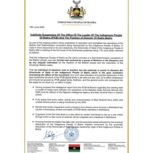 IPOB Reorganises Leadership Structure, Suspends Nnamdi Kalu
