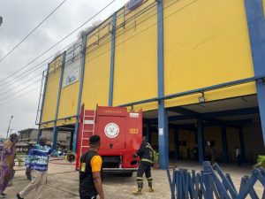 Fire Guts Section of Justrite Superstore in Lagos' Akowonjo Area