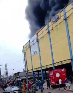 Fire Guts Section of Justrite Superstore in Lagos' Akowonjo Area